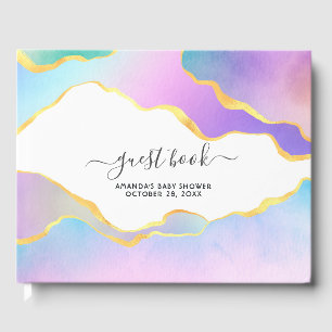 Rainbow Agate Stone Baby Showbook Gästebuch