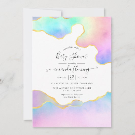 Rainbow Agate Stone Baby Shower Einladung (Vorderseite)