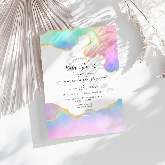 Rainbow Agate Stone Baby Shower Einladung