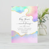 Rainbow Agate Stone Baby Shower Einladung (Stehend Vorderseite)