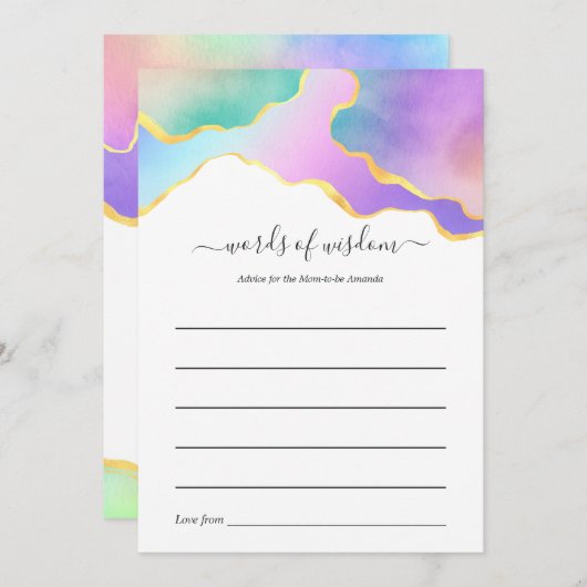 Rainbow Agate Stone Baby Shower Game Admin Card Hinweiskarte (Vorne/Hinten)