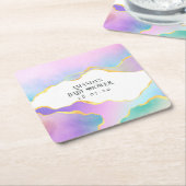 Rainbow Agate Stone Baby Shower Rechteckiger Pappuntersetzer (angewinkelt)