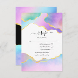 Rainbow Agate Stone Baby Shower RSVP Karte