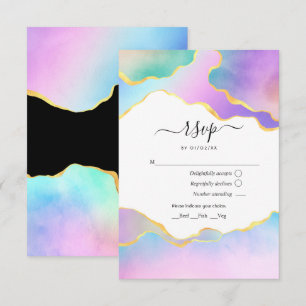 Rainbow Agate Stone Baby Shower RSVP Karte