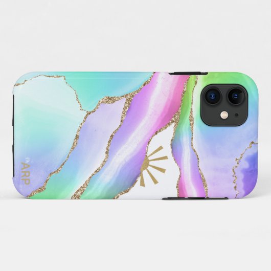 *~* Rainbow Agate Sun Rays Gold Pastell Case-Mate iPhone Hülle (Rückseite (Horizontal))