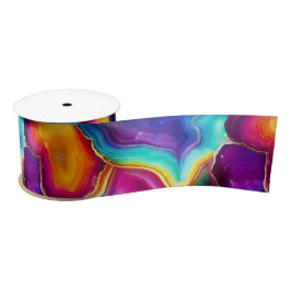 Rainbow Agate | Vibrant Abstract Stone Pattern Satinband