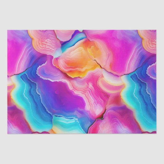 Rainbow Agate | Vibrant Abstract Stone Pattern Seidenpapier (Vorderseite)