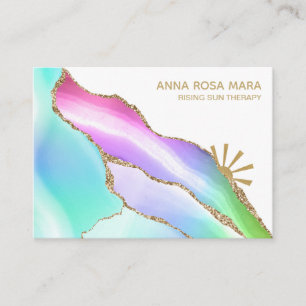 *~* Rainbow Agate White Gold Glitzer Vein Pastell Visitenkarte