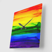 Rainbow Alcohol Ink Abstrakt Quadratische Wanduhr (Winkel)