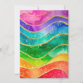 Rainbow Alcohol Ink Gold Glitter Wedding Einladung (Rückseite)