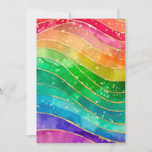 Rainbow Alcohol Ink Gold Glitter Wedding Einladung (Rückseite)