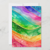 Rainbow Alcohol Ink Gold Glitter Wedding Einladung (Rückseite)