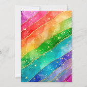 Rainbow Alcohol Ink Gold Glitter Wedding Einladung (Rückseite)