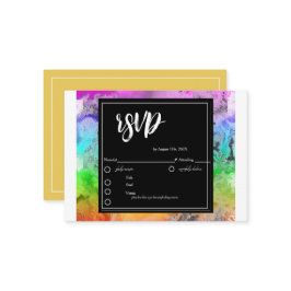 Rainbow Alcohol Ink RSVP Card Umschließungskarte Begleitkarte