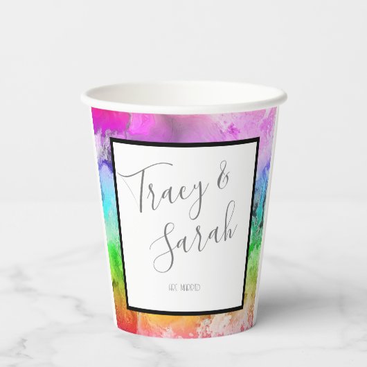 Rainbow Alcohol Ink Wasserfarbe Pappbecher (Rückseite)