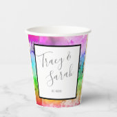 Rainbow Alcohol Ink Wasserfarbe Pappbecher (Vorderseite)