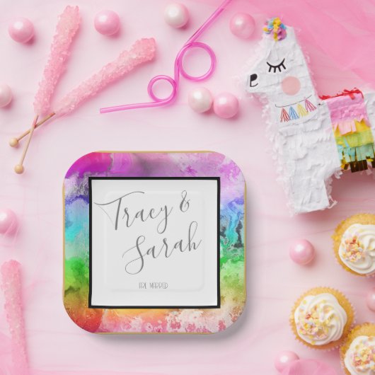 Rainbow Alcohol Ink Wasserfarbe Pappteller (Party)