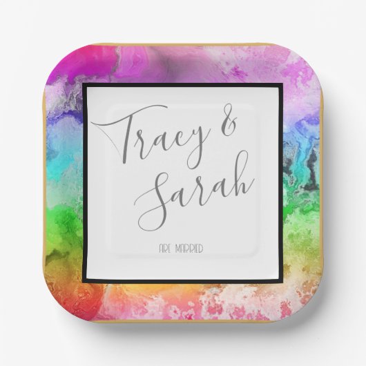 Rainbow Alcohol Ink Wasserfarbe Pappteller (Vorderseite)