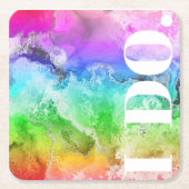 Rainbow Alcohol Ink Wasserfarbe Rechteckiger Pappuntersetzer (Vorderseite)