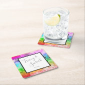 Rainbow Alcohol Ink Wasserfarbe Rechteckiger Pappuntersetzer (Vor Ort)