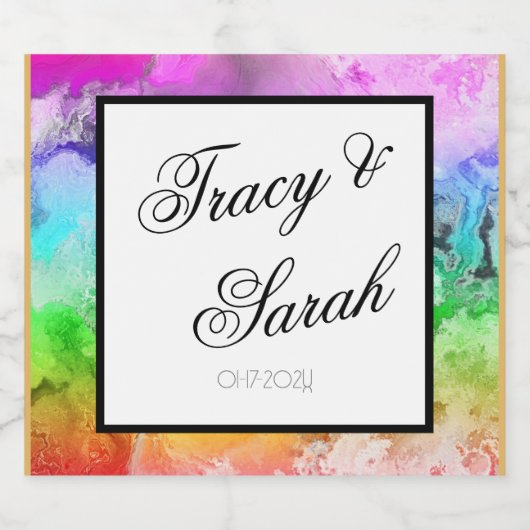 Rainbow Alcohol Ink Wasserfarbe Schaumweinetikett (Einzelnes Label)