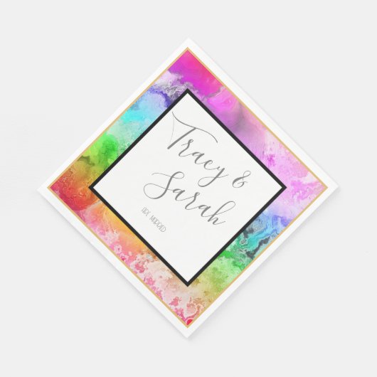 Rainbow Alcohol Ink Wasserfarbe Serviette (Ecke)