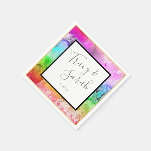 Rainbow Alcohol Ink Wasserfarbe Serviette (Ecke)