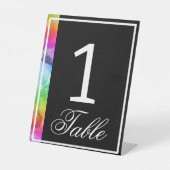 Rainbow Alcohol Ink Wasserfarbe Tischnummer Sockelschild (Vorderseite)