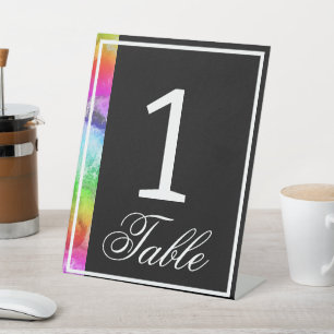 Rainbow Alcohol Ink Wasserfarbe Tischnummer Sockelschild