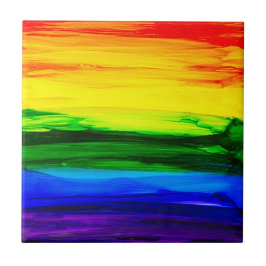 Rainbow Alcohol Tinte Abstrakt Fliese (Vorderseite)