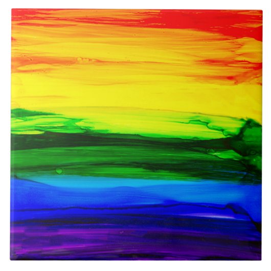 Rainbow Alcohol Tinte Abstrakt Fliese (Vorderseite)