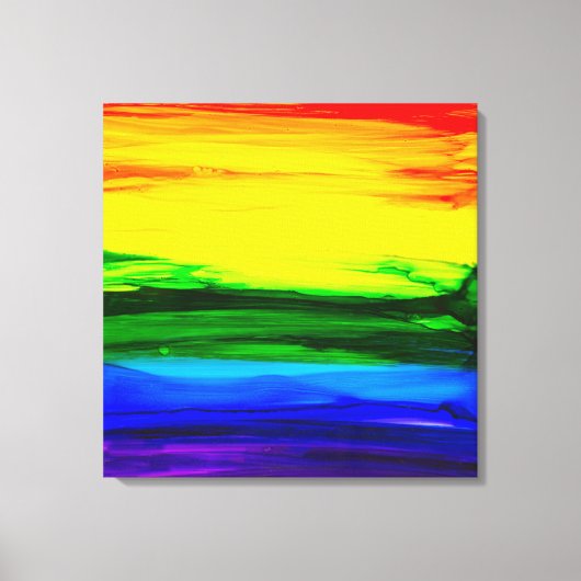 Rainbow Alcohol Tinte Abstrakt Leinwanddruck (Vorderseite)