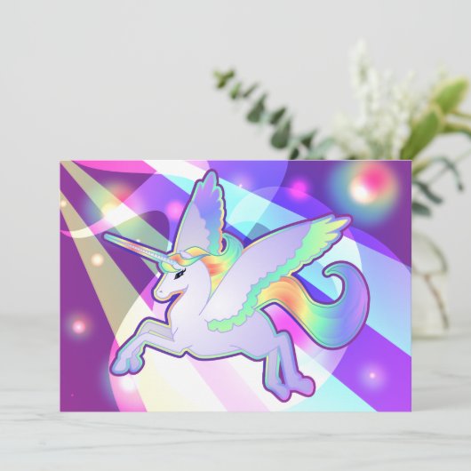 Rainbow Alicorn Einladung (Stehend Vorderseite)