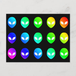 Rainbow Alien Heads Colorful Multicolor Space Postkarte