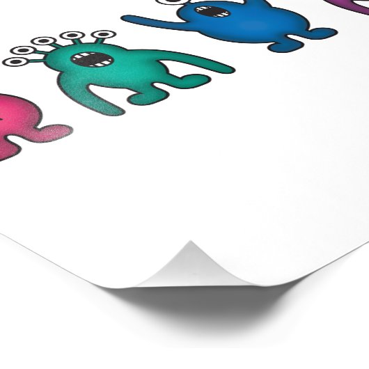 Rainbow Alien Monsters Fotodruck (Ecke)
