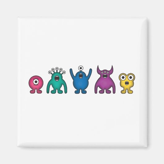 Rainbow Alien Monsters Magnet (Vorne)