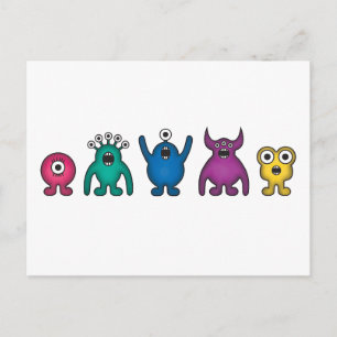 Rainbow Alien Monsters Postkarte