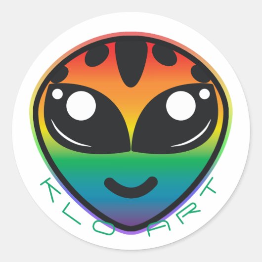 Rainbow Alien Round Sticker (Vorderseite)