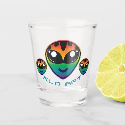 Rainbow Alien Shot Glass Schnapsglas (Vorderseite)