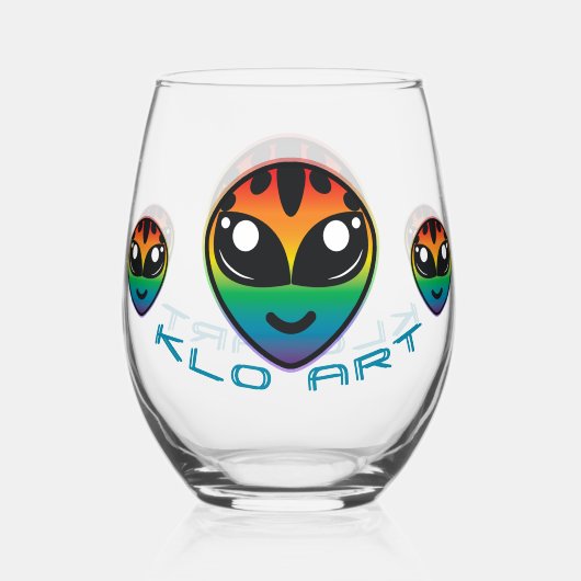 Rainbow Alien Stemless Wine Glass Weinglas Ohne Stiel (Vorderseite)