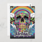Rainbow Alles ist fein Skull Postkarte (Vorne/Hinten)