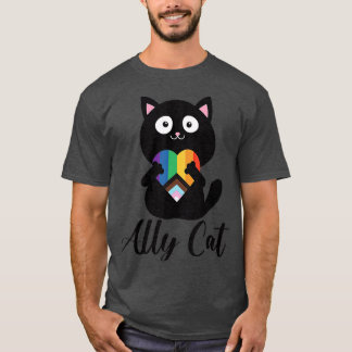 Rainbow Ally Cat LGBT Gay Pride Flag Herzstück T-Shirt