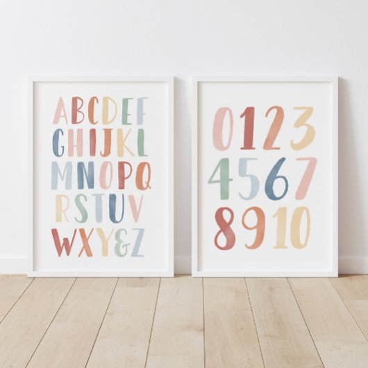 Rainbow Alphabet and Numbers Unterricht Bilderwand Sets
