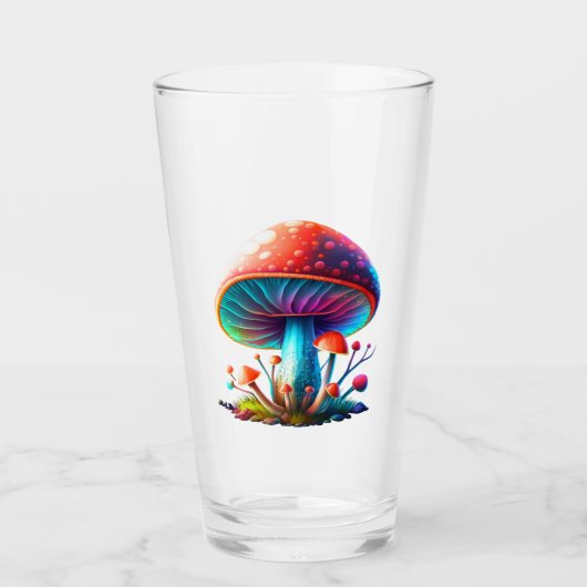 Rainbow Amanita Muscaria Glass Cup Glas (Vorderseite)