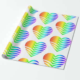 Rainbow American Flag Heart Patriotic Lgbt Pride Geschenkpapier