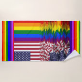 Rainbow American Flag LGBT Support Beach Handtüche Strandtuch (Vorderseite)