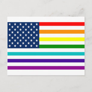 Rainbow American Flag Postkarte