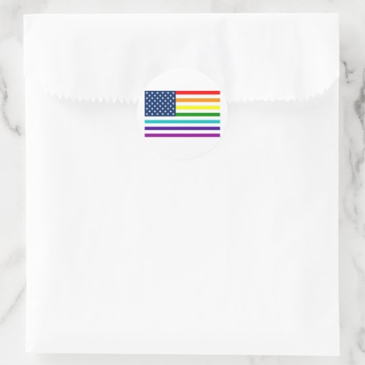 Rainbow American Flag Runder Aufkleber (Tasche)