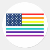 Rainbow American Flag Runder Aufkleber (Vorderseite)