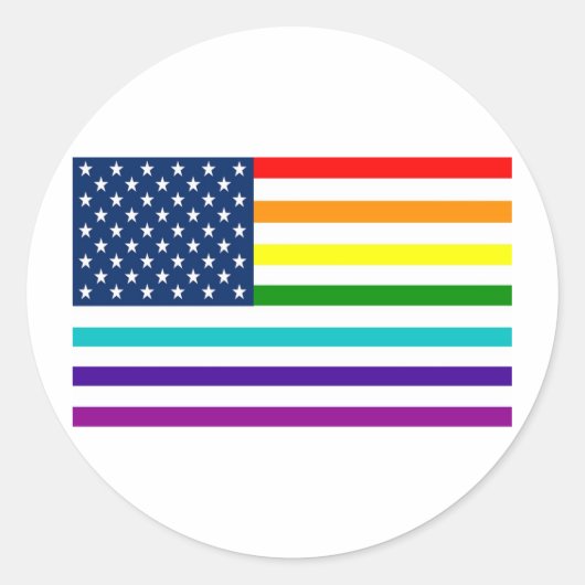 Rainbow American Flag Runder Aufkleber (Vorderseite)